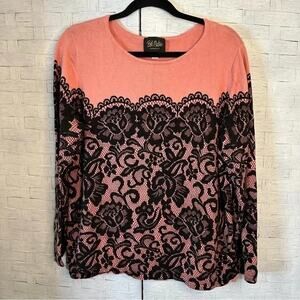 Bob Mackie lightweight Lace Print Sweater excellent condition size 1X